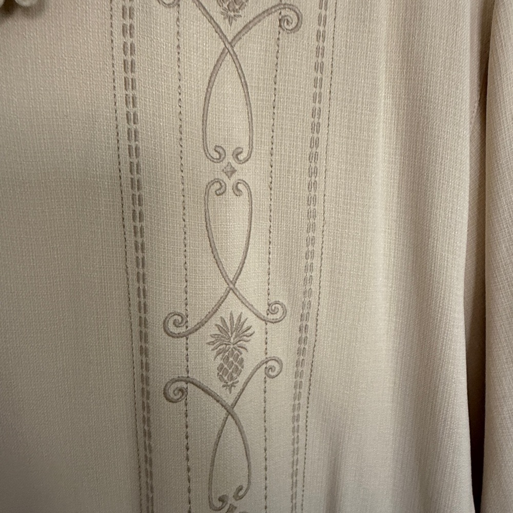 Tommy Bahama Tan Button-down embroidered Silk Shirt, Men’s L - Picture 7 of 9